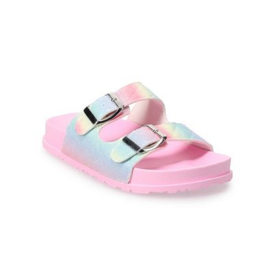 Girls 7-16 Elli by Capelli Pastel Tie Dye Double Strap Sandals