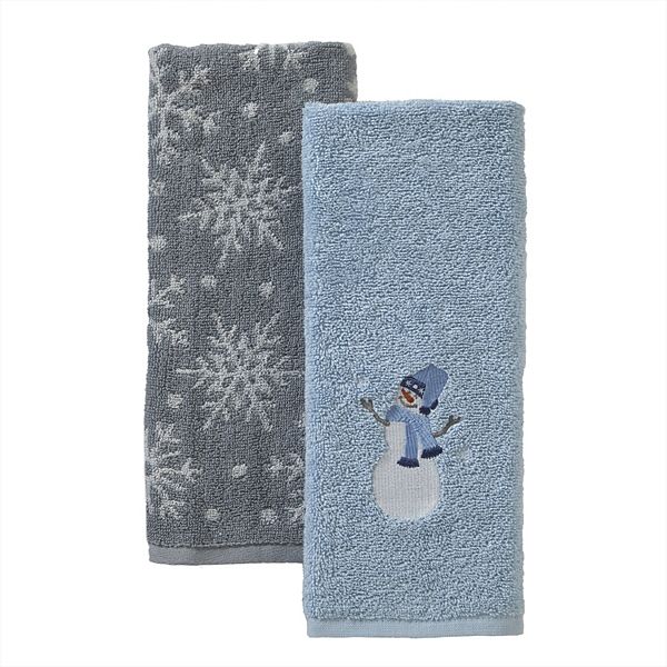 SKL Home Snowman Sled 2piece Hand Towel Set