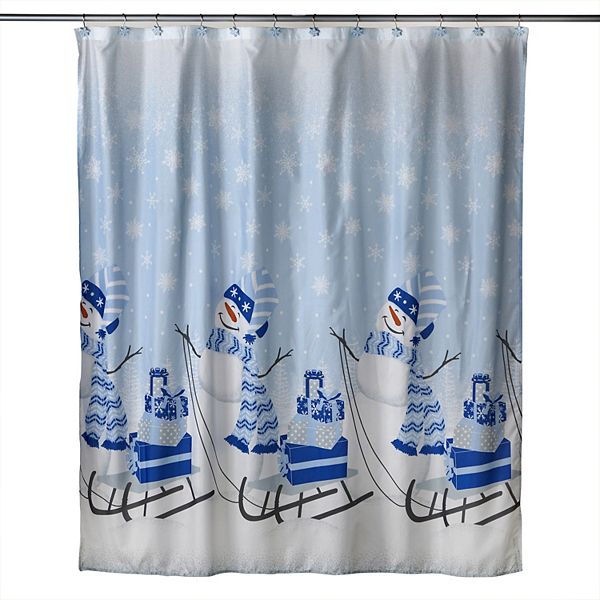 SKL Home Snowman Sled Shower Curtain & Hook Set