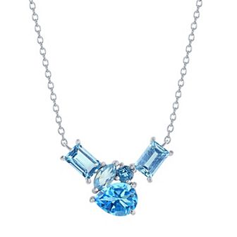 Argento Bella Sterling Silver Multi-Shaped Swiss Blue Topaz Necklace