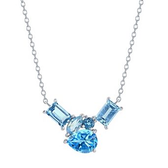 Argento Bella Sterling Silver Multi-Shaped Swiss Blue Topaz Necklace