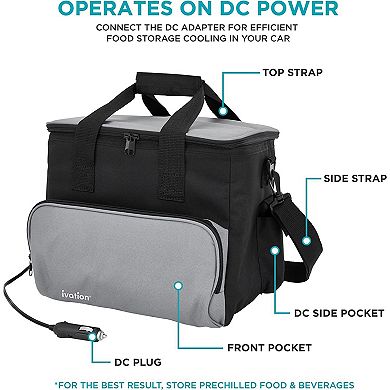 Ivation Portable Electric Cooler Bag, 15L Thermoelectric Portable Cooler