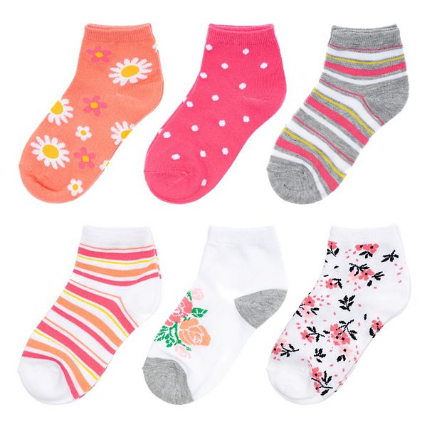 Girls SO® 6-Pack Patterned Ankle Sock