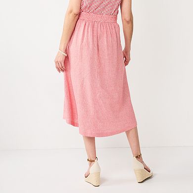 Women's Croft & Barrow® Waist Linen Midi Skirt