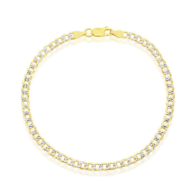 Argento Bella Gold Tone Sterling Silver Cuban Chain Anklet, Womens, Size: