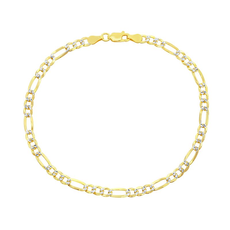 Argento Bella Gold Tone Sterling Silver Figaro Chain Anklet, Womens, Size