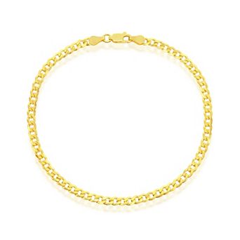 Argento Bella Sterling Silver Cuban Chain Anklet