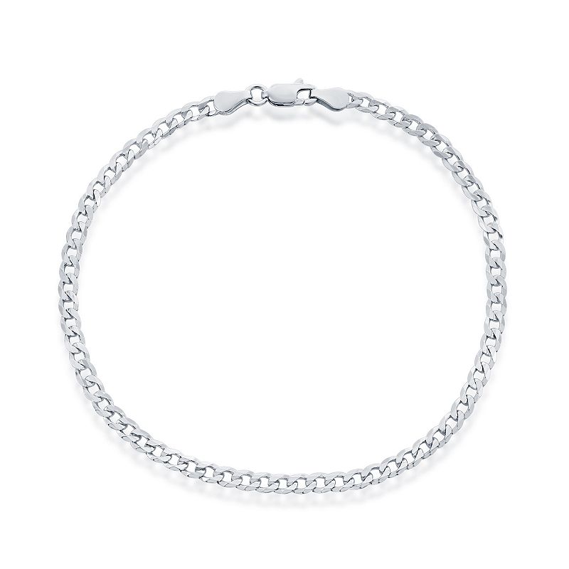 Argento Bella Sterling Silver Cuban Chain Anklet, Womens, Size: 9, Whit