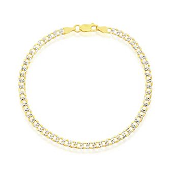 Argento Bella Sterling Silver Pave Cuban Chain Bracelet