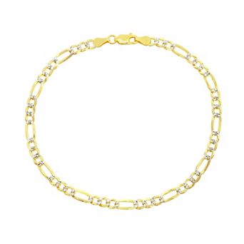 Argento Bella Sterling Silver Pave Figaro Chain Bracelet