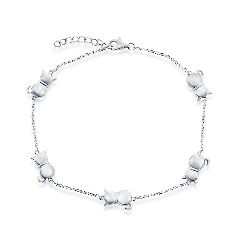 Argento Bella Sterling Silver Cats by the Yard Anklet, Womens, Size: 9,
