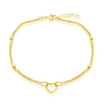 Argento Bella Sterling Silver Double Strand Heart Anklet