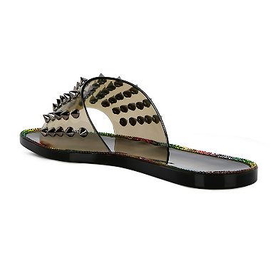London Rag Bolly Punk Women's Studded Slide Sandals