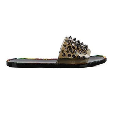London Rag Bolly Punk Women's Studded Slide Sandals