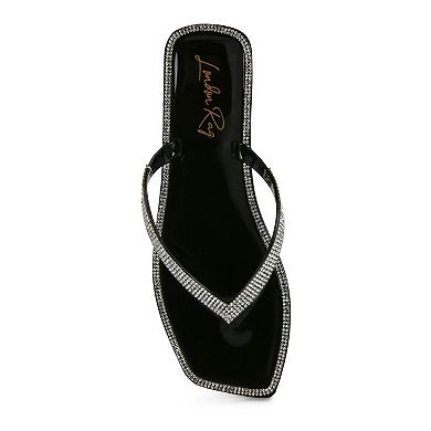 London Rag Golightly Diamante Women's Jelly Flip-Flop Sandals