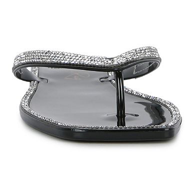 London Rag Golightly Diamante Women's Jelly Flip-Flop Sandals