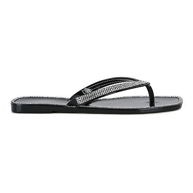 London Rag Golightly Diamante Women's Jelly Flip-Flop Sandals