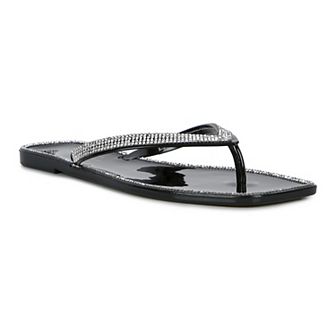 London Rag Golightly Diamante Women's Jelly Flip-Flop Sandals