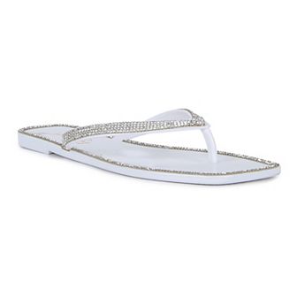London Rag Golightly Diamante Women's Jelly Flip-Flop Sandals