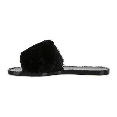 London Rag Geese Women's Faux-Fur Slide Sandals