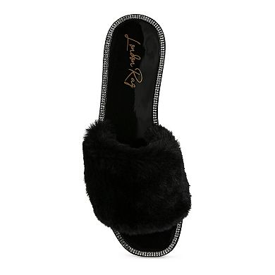London Rag Geese Women's Faux-Fur Slide Sandals