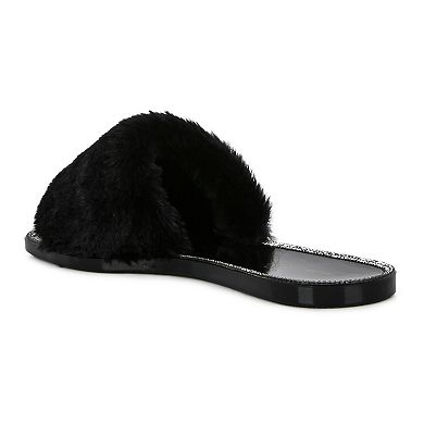 London Rag Geese Women's Faux-Fur Slide Sandals