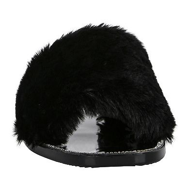London Rag Geese Women's Faux-Fur Slide Sandals