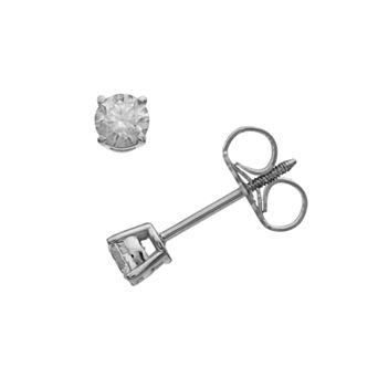 14k Gold 1/3 Carat T.W. Diamond Round Stud Earrings