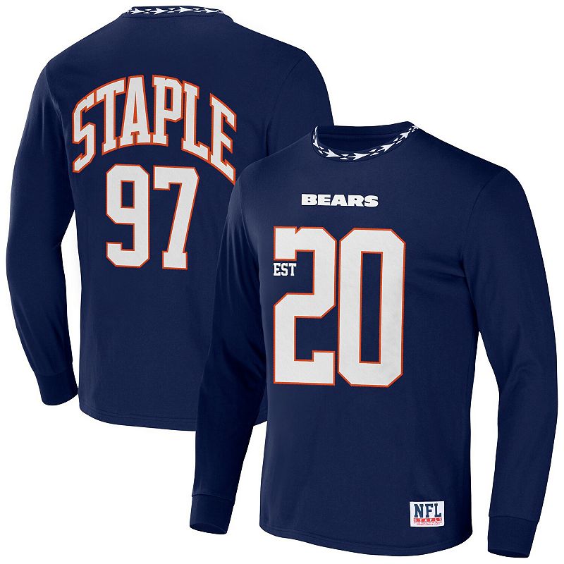 Mens NFL x Staple Navy Chicago Bears Core Team Long Sleeve T-Shirt, Size: 