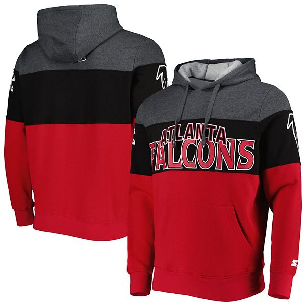 Men's Starter Heather Charcoal/Red Atlanta Falcons Extreme Pullover Hoodie