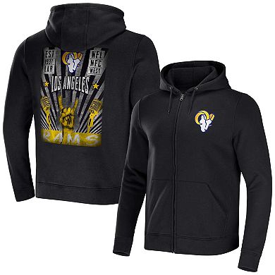 Men's NFL x Darius Rucker Collection by Fanatics Black Los Angeles Rams Rocker Full-Zip Hoodie