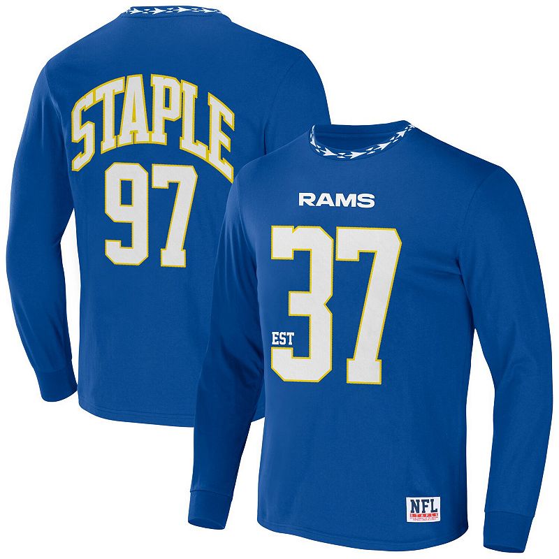 Mens NFL x Staple Royal Los Angeles Rams Core Team Long Sleeve T-Shirt, Si