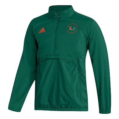 Men's adidas Green Miami Hurricanes AEROREADY Half-Zip Jacket