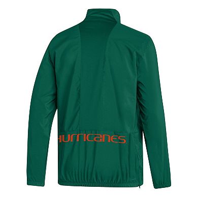 Men's adidas Green Miami Hurricanes AEROREADY Half-Zip Jacket