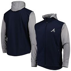 Men’s Mitchell & Ness Atlanta Braves Sideline Pullover Royal Satin V-Neck  Jacket