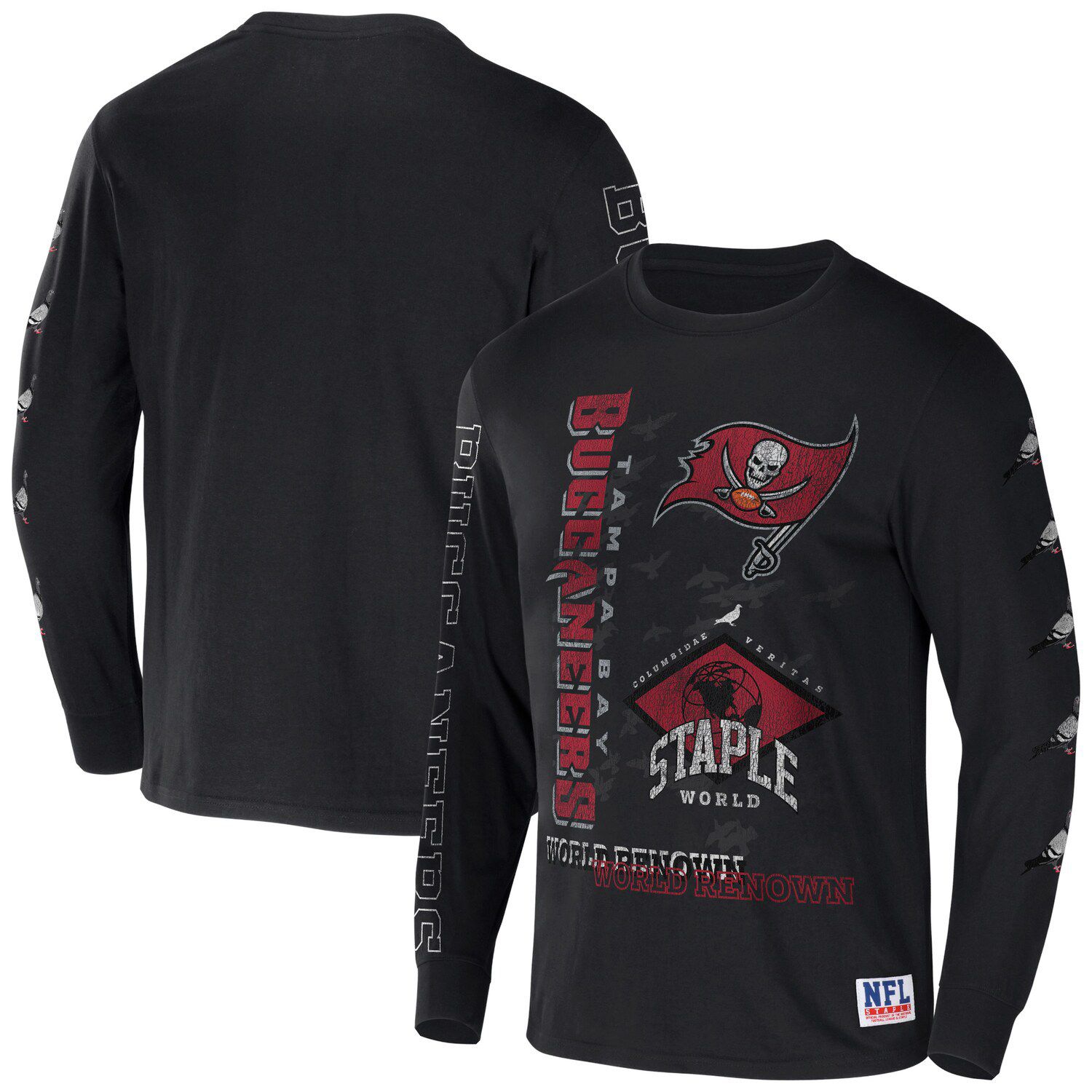 Men's NFL x Staple Black Kansas City Chiefs Globe Crewneck Pullover