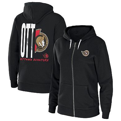 Women's WEAR by Erin Andrews Black Ottawa Senators Sponge Fleece Full-Zip Hoodie