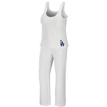 Women's WEAR by Erin Andrews Cream Los Angeles Dodgers Plus Size Cozy Tank Top & Pants Set