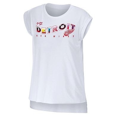 Women's WEAR by Erin Andrews White Detroit Red Wings Greetings From Muscle T-Shirt