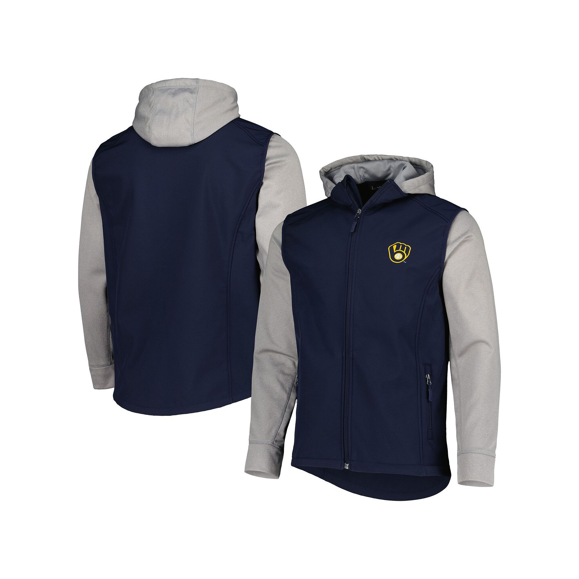Mens Dunbrooke Navy/Heather Gray Milwaukee Brewers Alpha Full-Zip Jacket, 