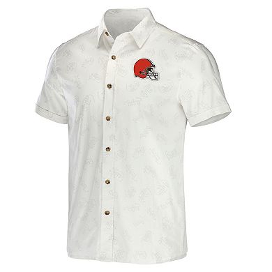 Men's NFL x Darius Rucker Collection by Fanatics White Cleveland Browns Woven Button-Up T-Shirt