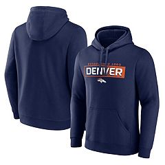 Men's New Era Blue Denver Broncos Big & Tall Throwback Colorblock Pullover Hoodie