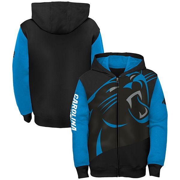 Youth Black/Blue Carolina Panthers Poster Board Full-Zip Hoodie