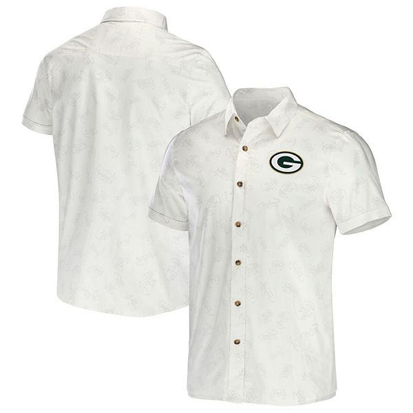 Men's NFL x Darius Rucker Collection by Fanatics White Green Bay Packers  Woven Button-Up T-Shirt