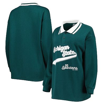 Women's Gameday Couture Green Michigan State Spartans Happy Hour Long Sleeve Polo