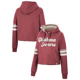 Women's Colosseum Crimson Oklahoma Sooners Retro Cropped Pullover Hoodie