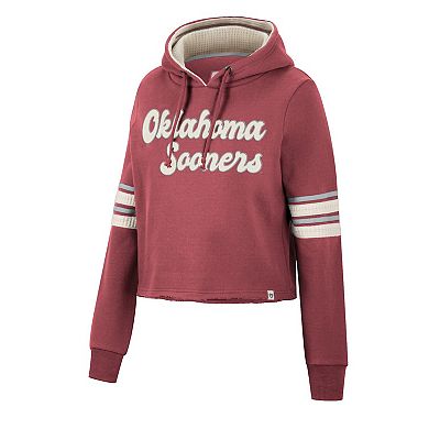 Women's Colosseum Crimson Oklahoma Sooners Retro Cropped Pullover Hoodie