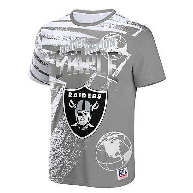 Men's NFL x Staple Gray Las Vegas Raiders All Over Print T-Shirt