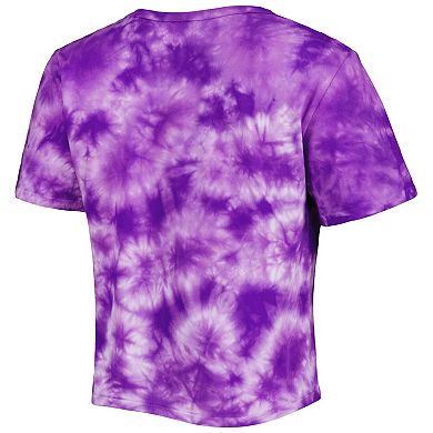 Women's ZooZatz Purple Clemson Tigers Cloud-Dye Cropped T-Shirt