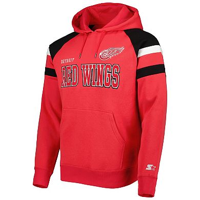 Men's Starter Red/Black Detroit Red Wings Draft Fleece Raglan Pullover ...